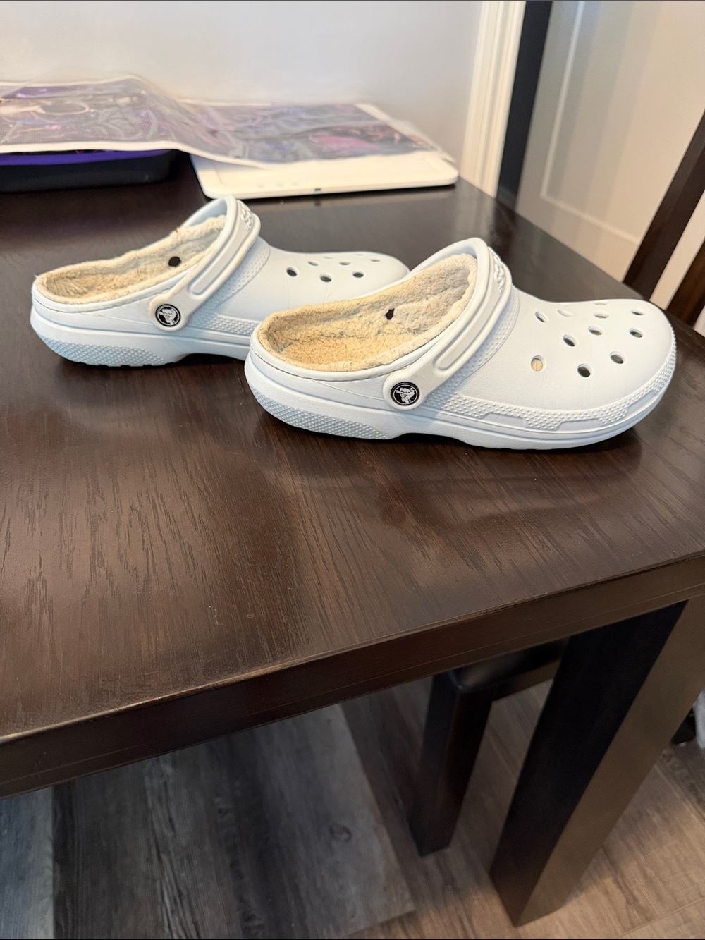 CROCS White Fleece-Lined Classic Clog